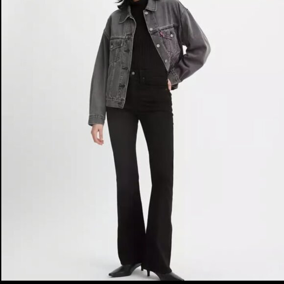 LEVIS 726 HIGH RISE FLARE MIDNIGHT GAZE BLACK NWT $89 25 w - Picture 2 of 10